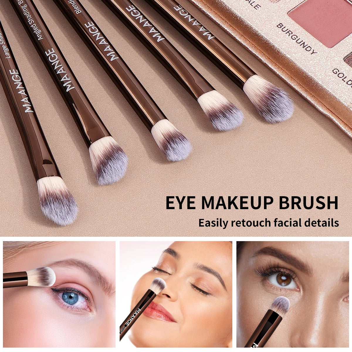 MAANGE 14pcs Makeup Brushes with 2pcs Air Cushion Makeup Puffs Foundation Brush Powder Blusher Brush Eye Brushes Holiday Gift