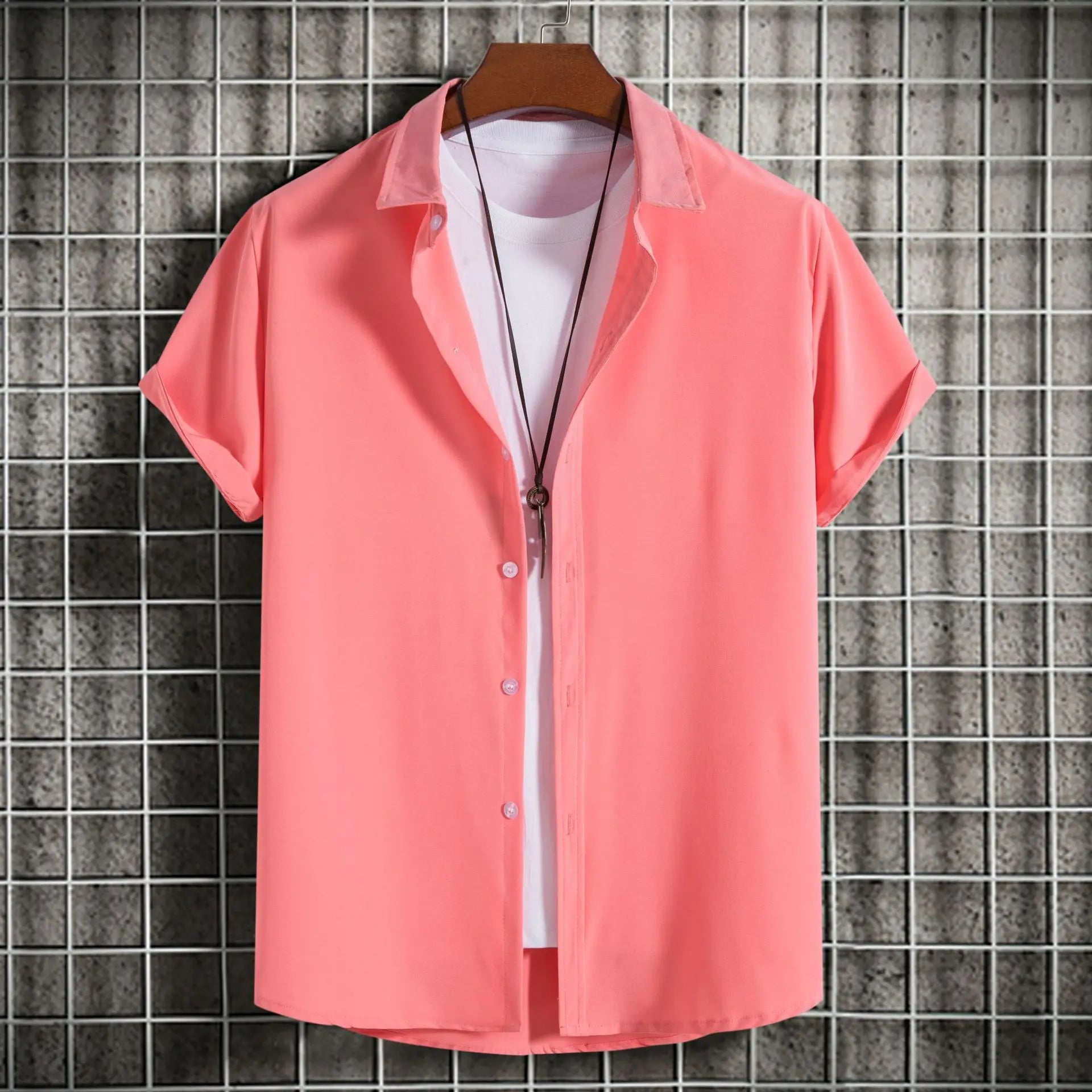 New Short Sleeve Shirts for Men Fashion Solid Casual Lapel Cardigan Tops Men Comfort Single-breasted Blouse Summer Beach Shirts