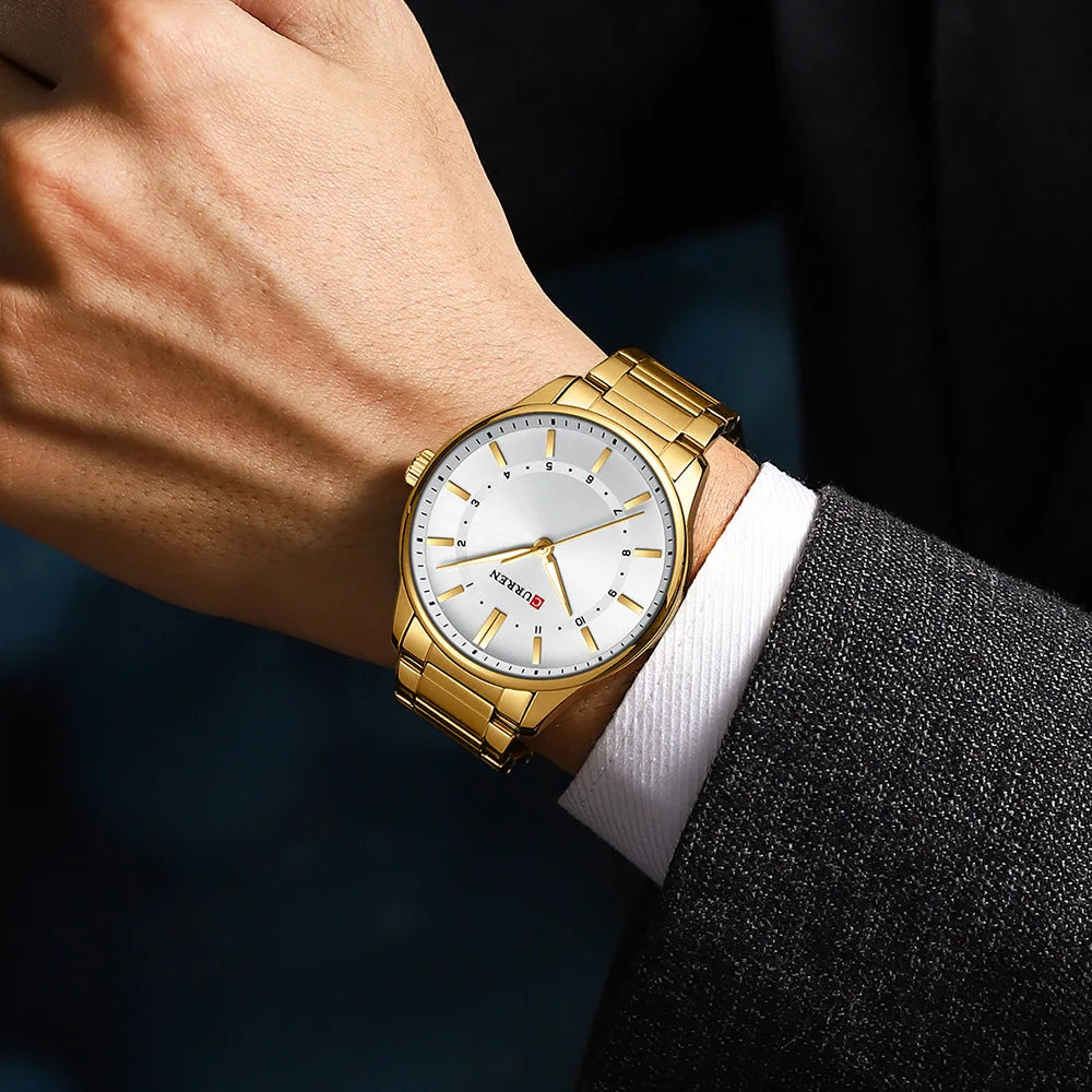 CURREN 8430 Classic Fashion Men's Quartz Watch Elegant Daily Waterproof Luminous Stainless Steel Strap Simple Casual Men's Clock