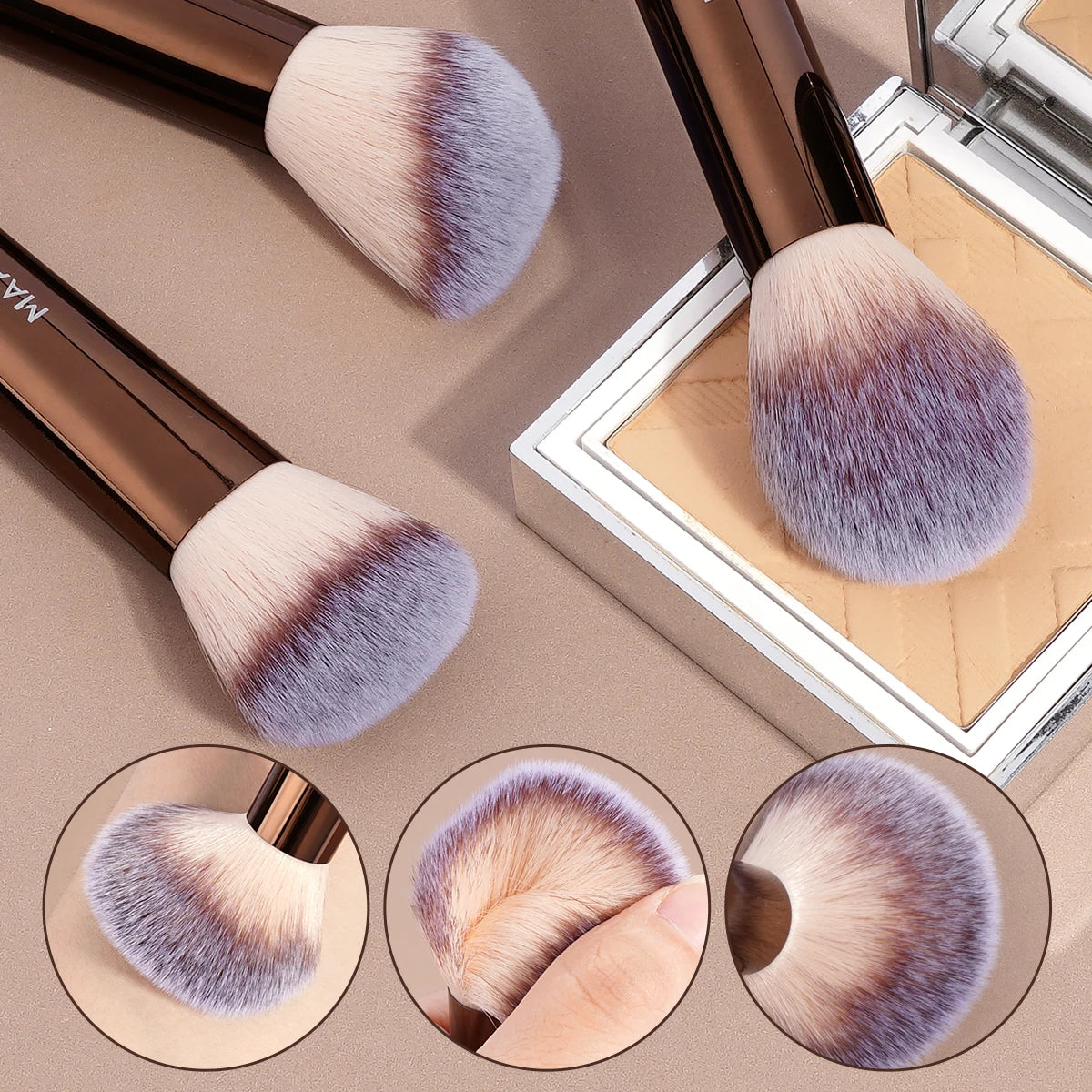 MAANGE 14pcs Makeup Brushes with 2pcs Air Cushion Makeup Puffs Foundation Brush Powder Blusher Brush Eye Brushes Holiday Gift