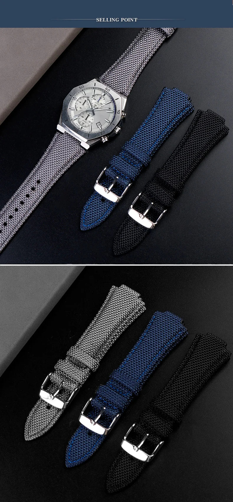 Canvas watchband for Casio Edifice EFB-680 Steel Ocean Heart Series Nylon Outdoor Watch Strap 12mm 14mm wristband Men's bracelet
