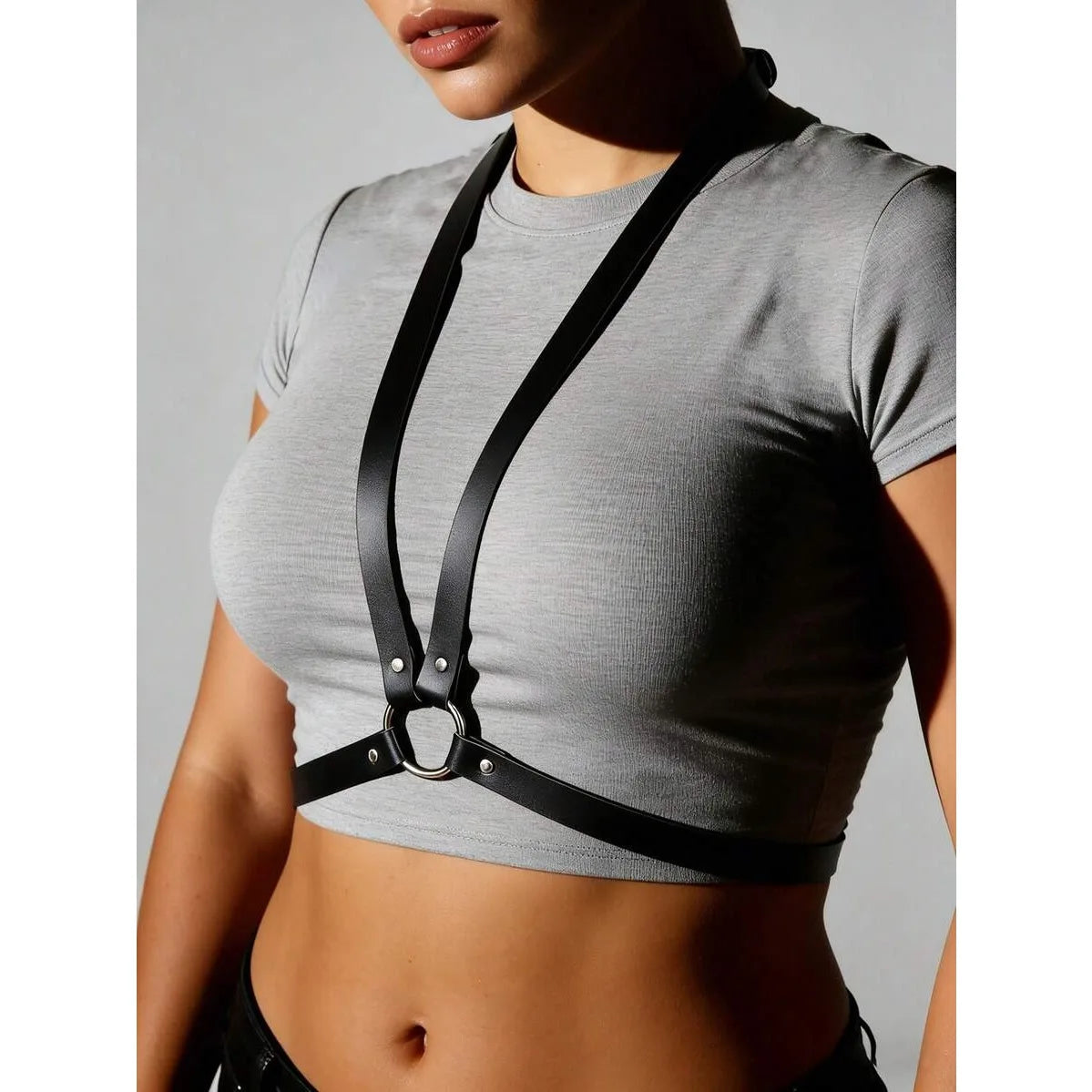 Women PU Leather Body Fashion Chest Harness Gothic Harness for Women Punk Harness Waist Belt Rave Outfit Belt