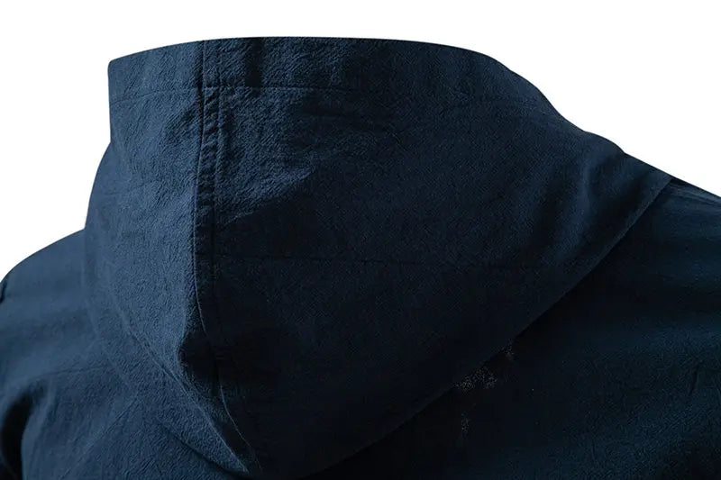 Men's Casual Streetwear Long Sleeve Hooded T-Shirt Solid Color Pullover Top Tee Shirt for Everyday Comfort Roll up Style