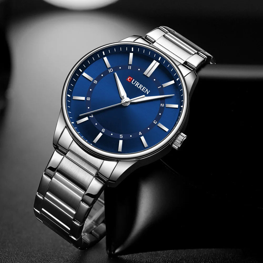 CURREN 8430 Classic Fashion Men's Quartz Watch Elegant Daily Waterproof Luminous Stainless Steel Strap Simple Casual Men's Clock