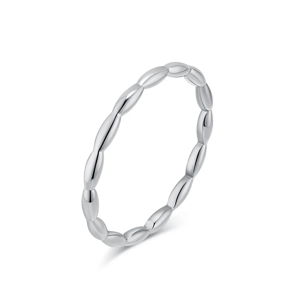 2mm Thin Stainless Steel Oval Eternity Ring Wedding Band for Women Girl Size 5-9