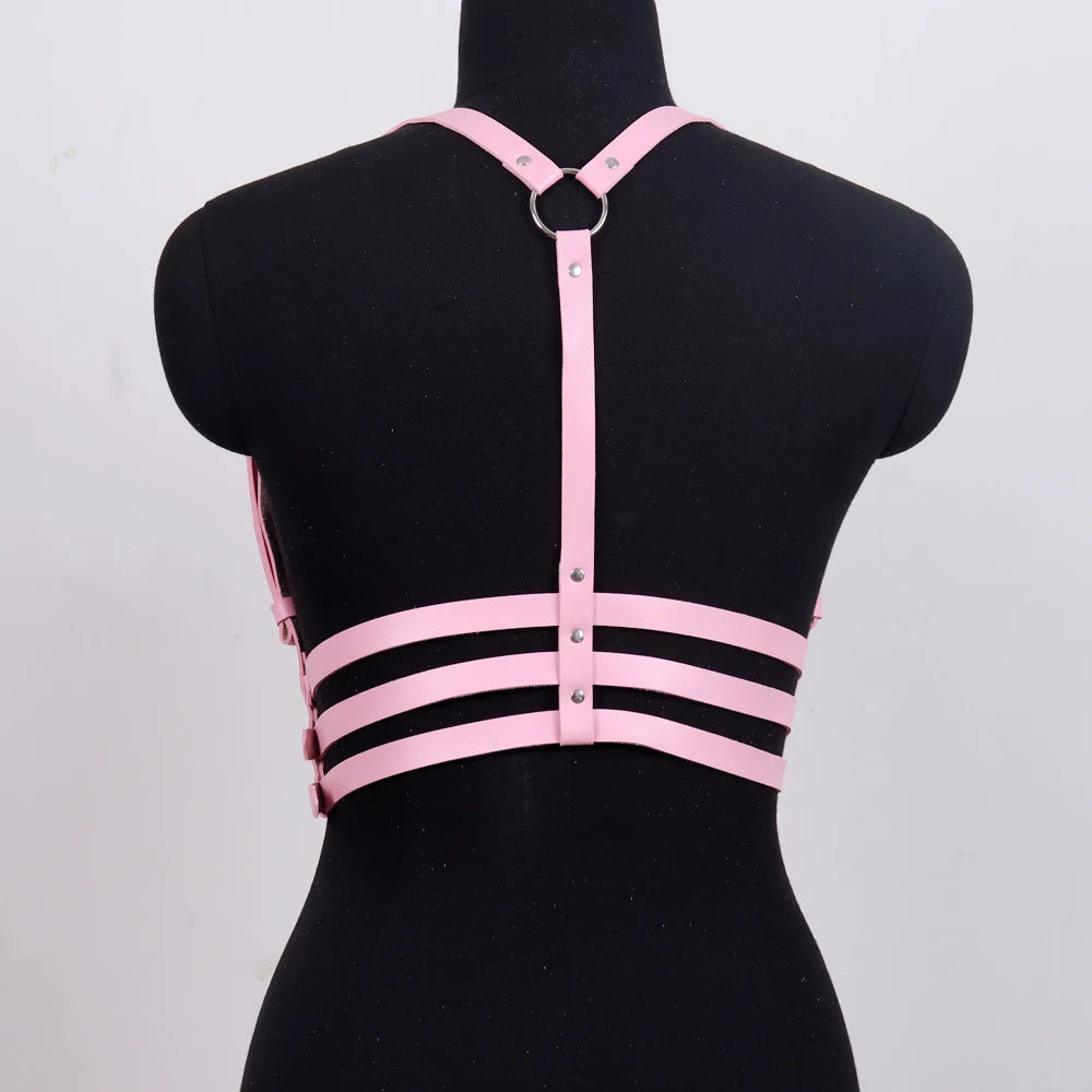 Women Punk Leather Harness Belt Fashion Waist Belts Gothic Strap Chest Chains Belt Rave Harness Belts