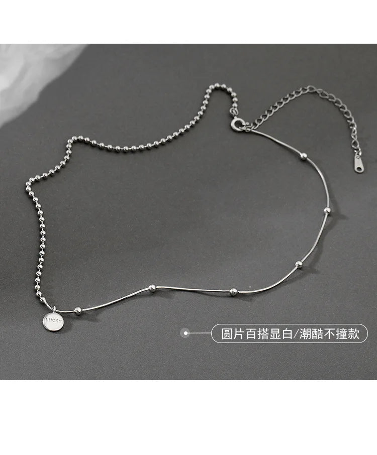 925 Sterling Silver Lucky Pendant Choker Necklaces For Women Aesthetic Elegant Jewelry Charms Accessories Money 925 Jewellery