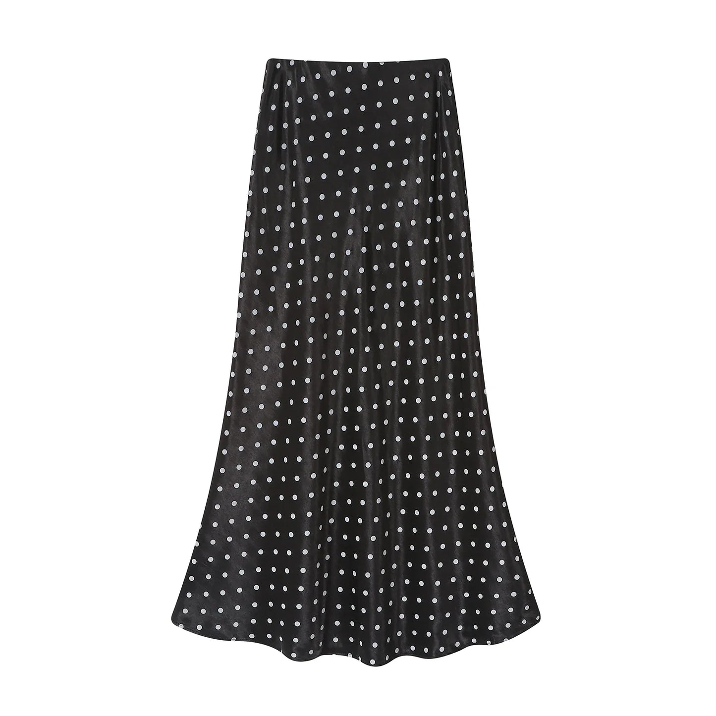 Seoulish Vintage Polka Dot Satin Mermaid Skirts for Women 2026 New Spring Summer High Waist Casual Mid Length Women's Skirts