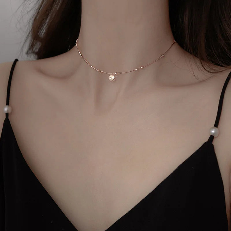 925 Sterling Silver Lucky Pendant Choker Necklaces For Women Aesthetic Elegant Jewelry Charms Accessories Money 925 Jewellery
