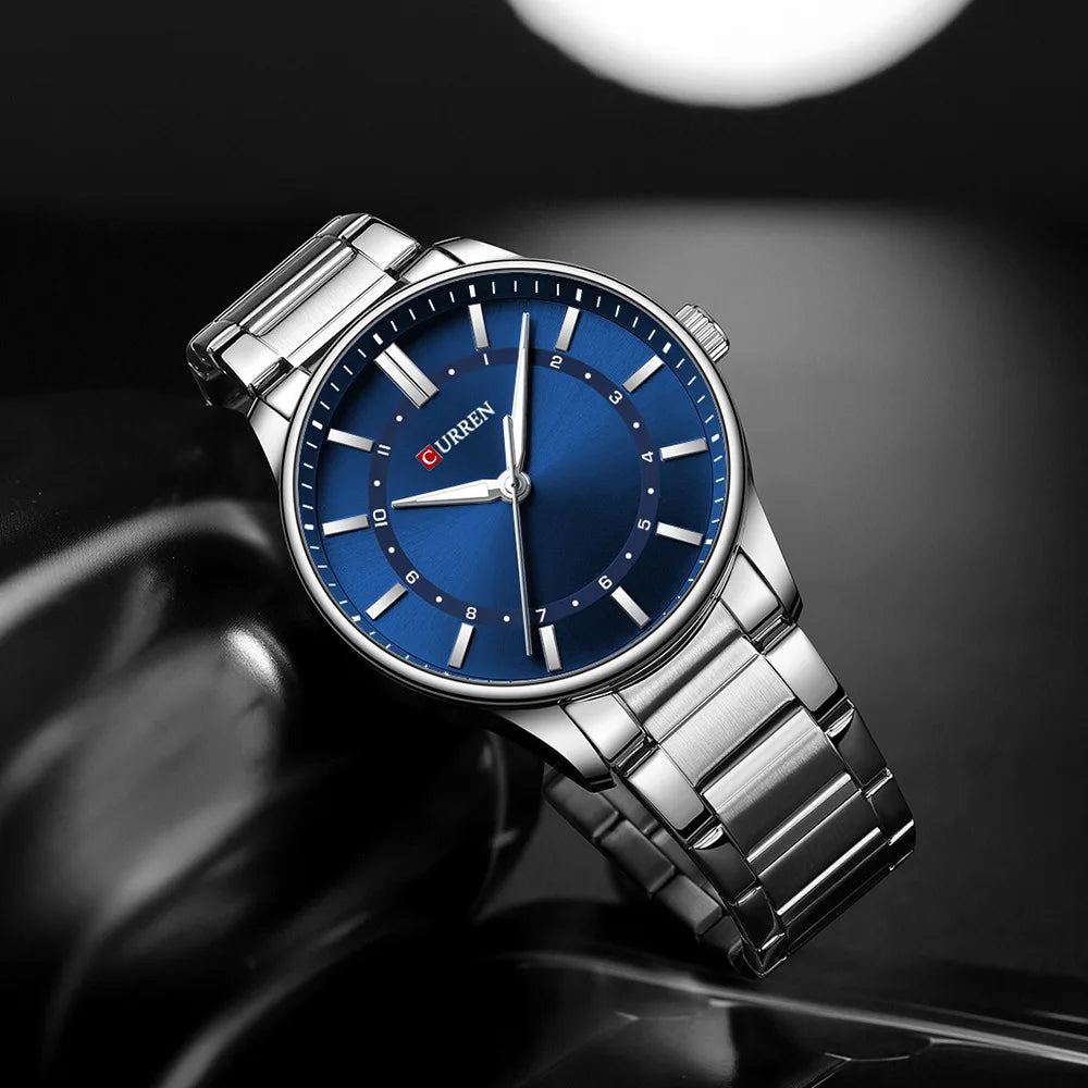 CURREN 8430 Classic Fashion Men's Quartz Watch Elegant Daily Waterproof Luminous Stainless Steel Strap Simple Casual Men's Clock