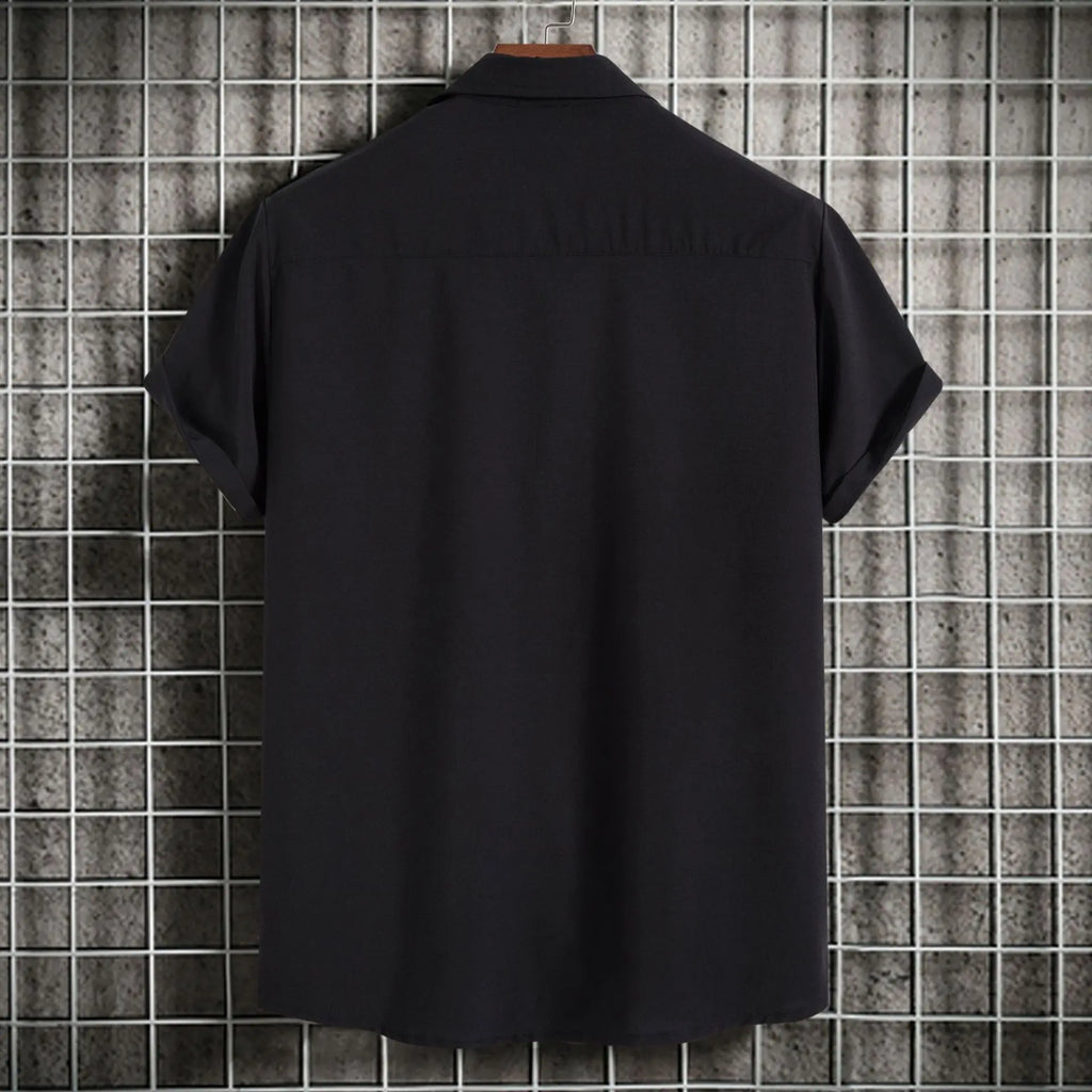 New Short Sleeve Shirts for Men Fashion Solid Casual Lapel Cardigan Tops Men Comfort Single-breasted Blouse Summer Beach Shirts
