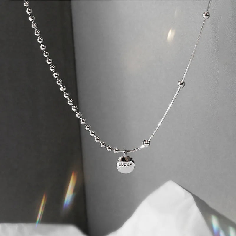 925 Sterling Silver Lucky Pendant Choker Necklaces For Women Aesthetic Elegant Jewelry Charms Accessories Money 925 Jewellery