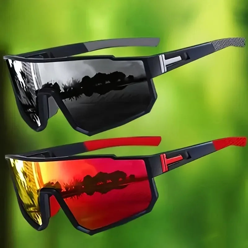 2pcs Colorful Cycling Glasses Mountain Bike Wind and Sand Blocking Goggles Fashionable Sports Sunglasses for Men and Women