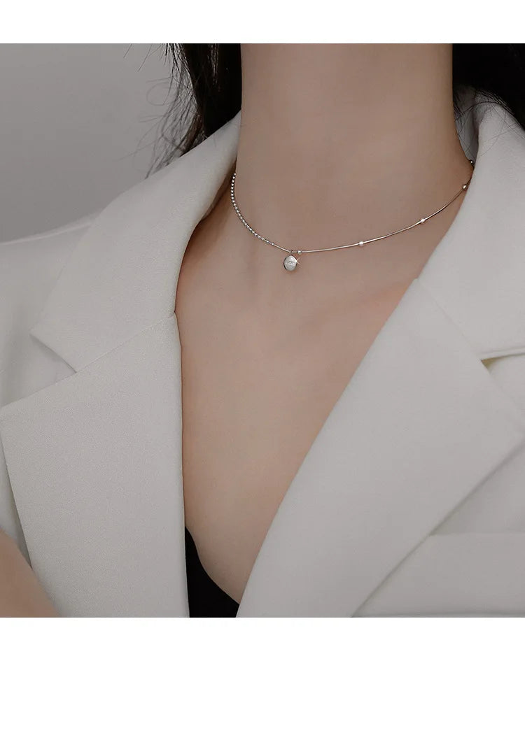 925 Sterling Silver Lucky Pendant Choker Necklaces For Women Aesthetic Elegant Jewelry Charms Accessories Money 925 Jewellery
