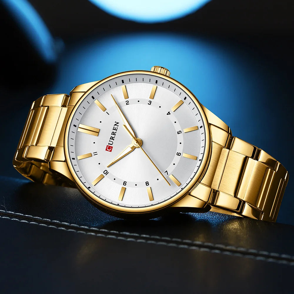 CURREN 8430 Classic Fashion Men's Quartz Watch Elegant Daily Waterproof Luminous Stainless Steel Strap Simple Casual Men's Clock