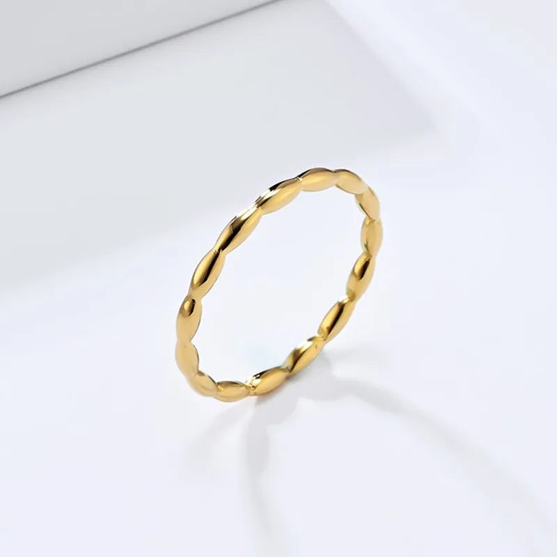 2mm Thin Stainless Steel Oval Eternity Ring Wedding Band for Women Girl Size 5-9
