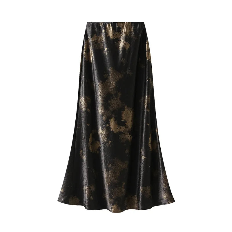 Seoulish Vintage Polka Dot Satin Mermaid Skirts for Women 2026 New Spring Summer High Waist Casual Mid Length Women's Skirts
